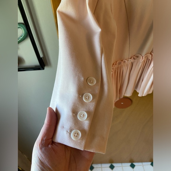 Torrid blush pink military ruffled peplum jacket Sz 1 - Picture 4 of 7